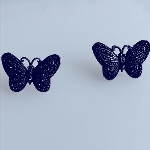 Genevieve black butterfly earrings/ pierced ears only/ measure 1 in length